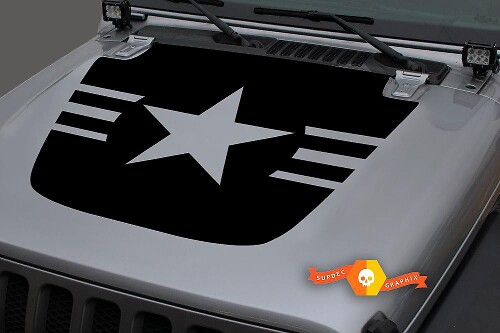 Military Star Hauben Vinyl-Aufkleber für Jeep Gladiator JT Wrangler JL JLU