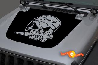 Jeep 2018–2021 Gladiator Wrangler JL JLU JT Motorhaube Kriegsschädel Skelett Kugel Vinyl Aufkleber Aufkleber Grafik
