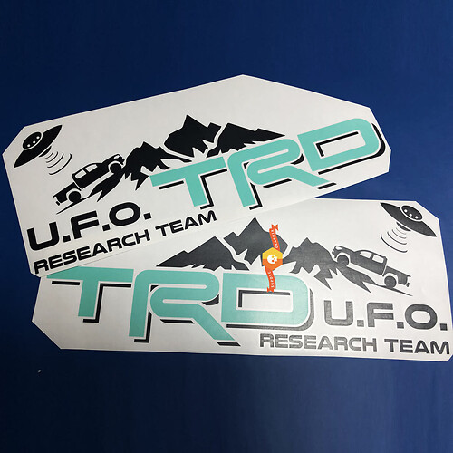 Paar TRD UFO -Forschungsteam -Seite Vinyl -Aufkleber Aufkleber für Toyota Tacoma 2 Farben
