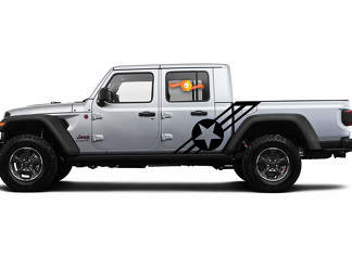 Paar Jeep Gladiator Seitentürstreifen Navy Army USA Star Decals Vinyl Graphics Stripe Kit für 2020-2021 für beide Seiten
