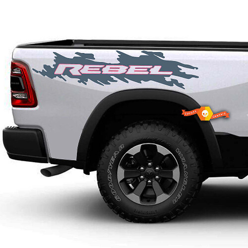 Rebel Splash Style Seitenwand Vinyl-Aufkleber Paar für Dodge Ram Truck