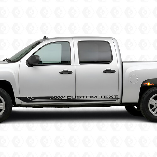 Benutzerdefinierter Textrahmen Tür- & Schweller-Vinylstreifen für Chevrolet Silverado 1500 GMT900 2007-2013