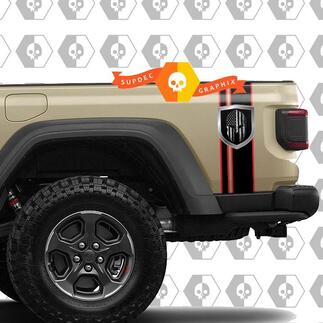 Zweifarbige Rückseitenstreifen mit Schild und Gladiator-Helm-Vinyl-Aufkleber für Jeep Gladiator
