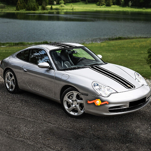 Rennstreifen für Motorhaube und Dach Aufkleber-Set für Porsche 996 Carrera