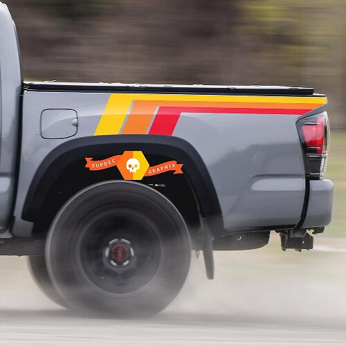 Vintage-Stil hintere Seitenstreifen Vinyl-Aufkleber-Set für Toyota Tacoma