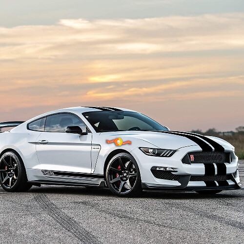 2 x SHELBY FORD MUSTANG Seiten-Vinyl-Körperaufkleber für den Seitenschweller, Autoaufkleber, Logo, Grafik, Emblem-Logo
