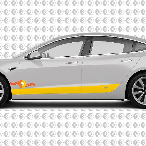 2 Custom TESLA Modell 3 Seiten Schweller Körper Vinyl Aufkleber Aufkleber Logo Grafik
