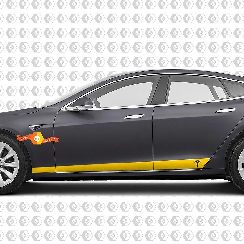 2 Custom TESLA Model S Side Rocker Panel Body Vinyl Aufkleber Aufkleber Logo Grafik
