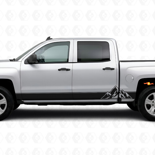 Layered Peaks Tür- und Seitenschweller-Vinylstreifen für Chevrolet Silverado 1500 K2XX 2014-2019_1