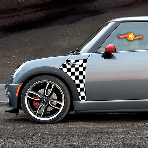 2002 2006 Mini Cooper Checkmate Ein Panel -Krocken -Dekal -Vinyl -Grafikaufkleber

