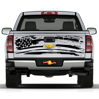 2007–2018 Chevy Silverado Splatter Silverado USA Flagge Streifen Heckklappe Vinyl-Grafik-Aufkleber
