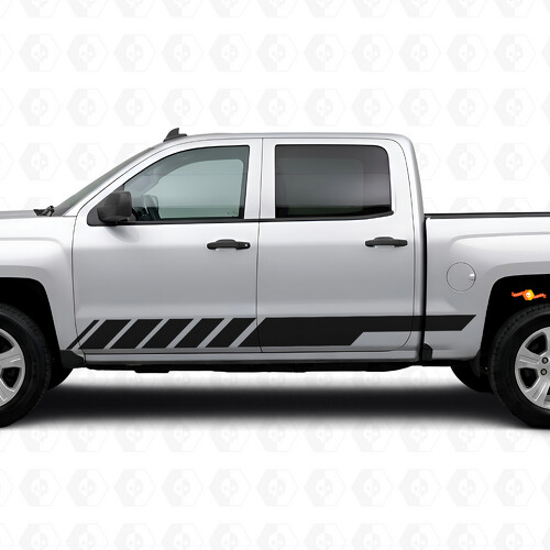 Schräge Racing Tür- & Schweller Vinyl-Streifen für Chevrolet Silverado 1500 K2XX 2014-2019_1