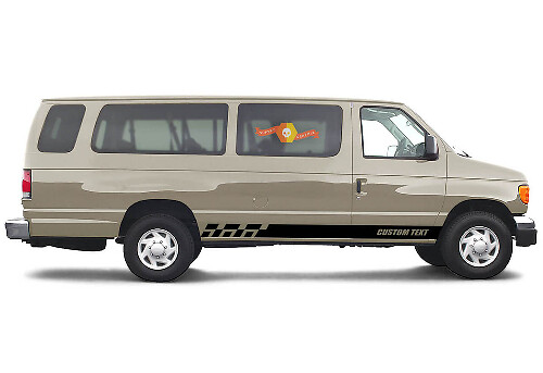 2x Seiten Ford E-Serie Chassis Vinyl Stripes Body Decal Vinyl Grafik Aufkleber Custom Text Style 4
