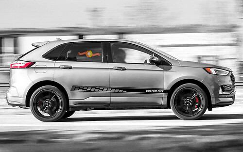 Perforierte Streifen mit individuellem Text Seiten-Vinylaufkleber-Set für Musclecar Edge
