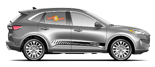 2 x Seiten Ford Escape Vinyl Stripes Körper Aufkleber Vinyl Grafik Aufkleber Custom Text Stil 1
