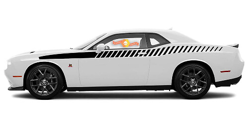 2008 und höher Dodge Challenger Bodyline Strobe Racing Stripe Kit in voller Länge 1

