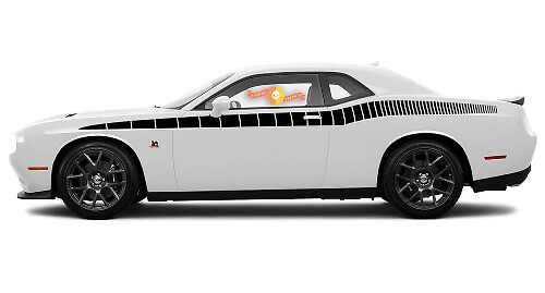 2008 und höher Dodge Challenger Bodyline Strobe Racing Stripe Kit in voller Länge 3

