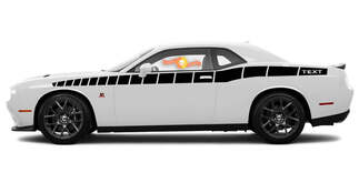 2008 und höher Dodge Challenger Bodyline Strobe Racing Stripe Kit in voller Länge mit benutzerdefiniertem Textstil 4
