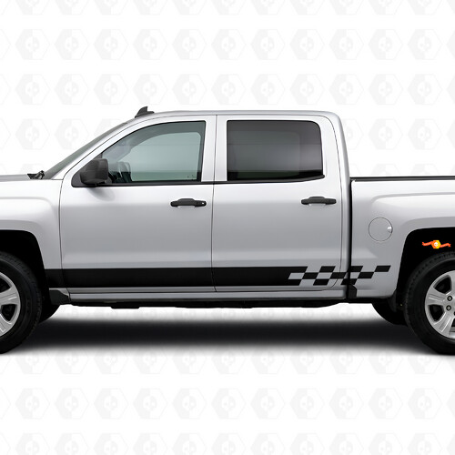 Karierte Lightning Tür- und Schweller-Vinylstreifen für Chevrolet Silverado 1500 K2XX 2014-2019