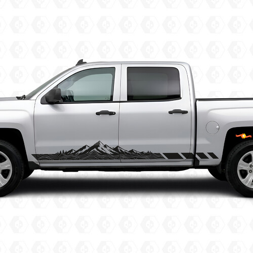 Berg-Topographische Tür- & Schweller-Vinyl-Streifen für Chevrolet Silverado 1500 K2XX 2014-2019