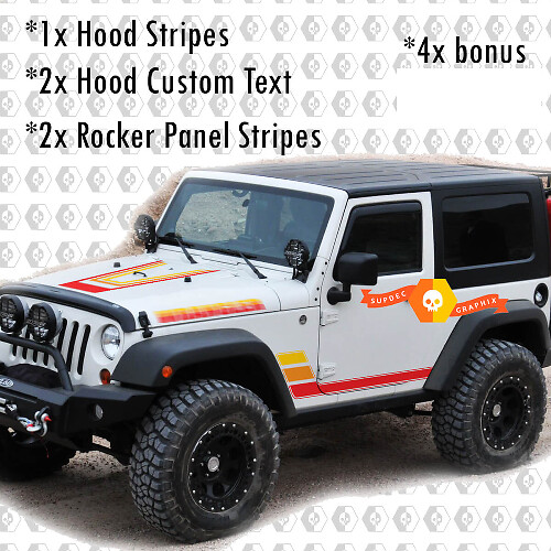 Retro Vintage Kit Hood Rocker Panel Aufkleber Aufkleber für Jeep Wrangler Rubicon Renegade JK 2 Türen
