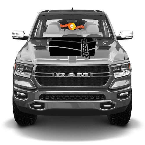 Rebel Lettering Haubenstreifen Vinylaufkleber für Dodge Ram Rebel