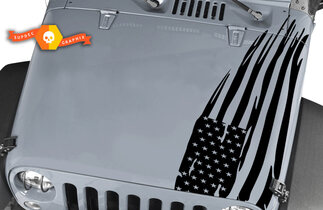 Jeep Wrangler Rubicon großer beunruhigter Motorhaubenaufkleber mit amerikanischer Flagge
