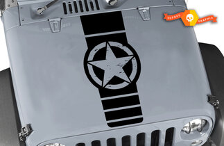 Jeep Wrangler Rubicon Distressed Army Star Hood Aufkleber
