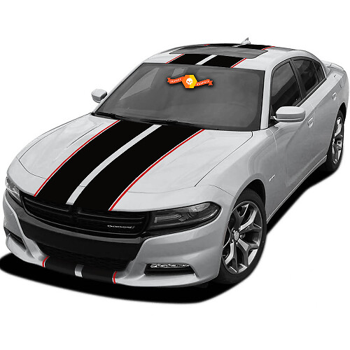 Twin Rally Over the Car Streifen Vinyl Aufkleber Set für Dodge Charger