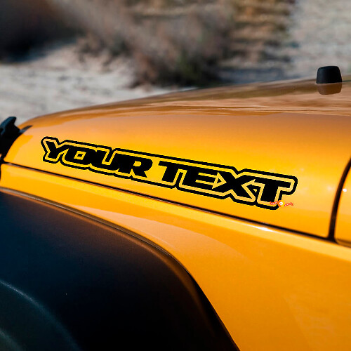 Satz mit kundenspezifischen Vinyl-Aufklebern mit Motorhaubenumriss-Text für Jeep Wrangler