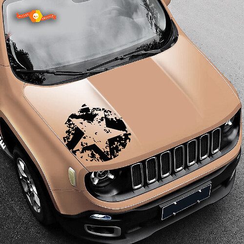 Abgenutzter Army-Stern Hauben-Grunge-Vinylaufkleber Decal Für Jeep Renegade