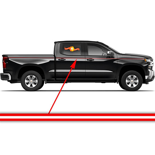 Chevrolet Silverado-Seitenakzentstreifen-Grafikaufkleber-Aufkleber für Türverkleidung, schwarzer Vinylaufkleber
