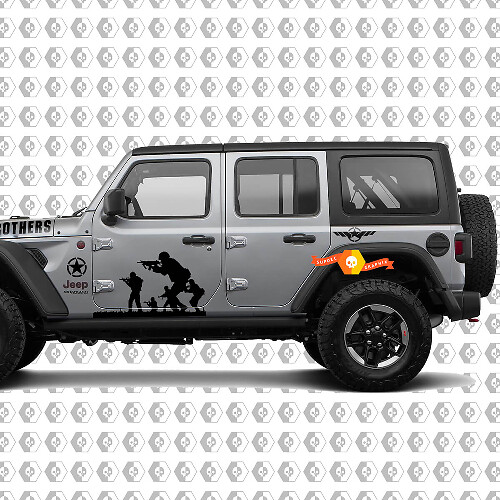 Band of Brothers Militärstil Hauben- und Seitliche Vinyl-Aufkleber-Kit für Jeep Wrangler