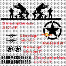Band of Brothers Militärstil Hauben- und Seitliche Vinyl-Aufkleber-Kit für Jeep Wrangler_2