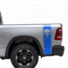 Punisher Skull Bettseiten-Streifen Vinyl-Aufkleberset für Dodge Ram_2
