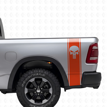 Punisher Skull Bettseiten-Streifen Vinyl-Aufkleberset für Dodge Ram_5