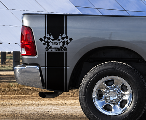 Individuell gestalteter Vinyl-Aufkleber mit Karoflagge und vertikalen Streifen für Dodge Ram 1500