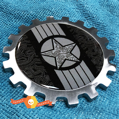 Military Star mit topografischen Linien Aluminiumschild für Jeep Wrangler