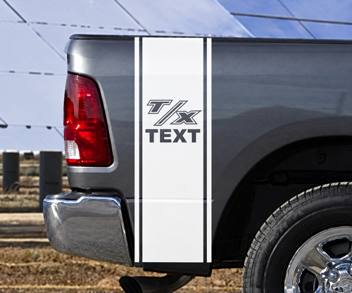 Custom Text T/X Vertikaler Streifen-Kit Bettseiten Vinyl-Aufkleber für Dodge Ram 1500