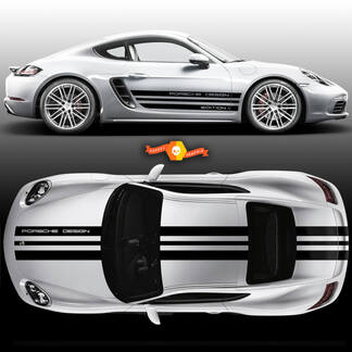 Einfarbige Sport Cup Edition 1 Grafik-Aufkleber-Kits Rennstreifen über dem oberen Dach Porsche und Rennstreifen für Carrera oder jeden Porsche
