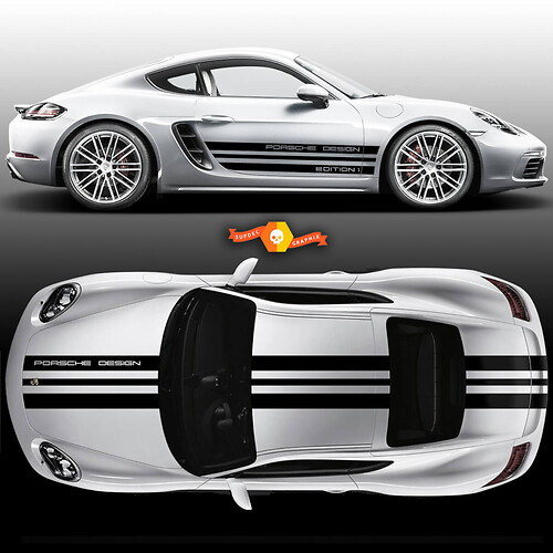 One Color Sport Cup Edition 1 Grafikaufkleber Aufkleber Kits Racing Stripe über den oberen Dachporsche und Rennstreifen für Carrera oder einen beliebigen Porsche
