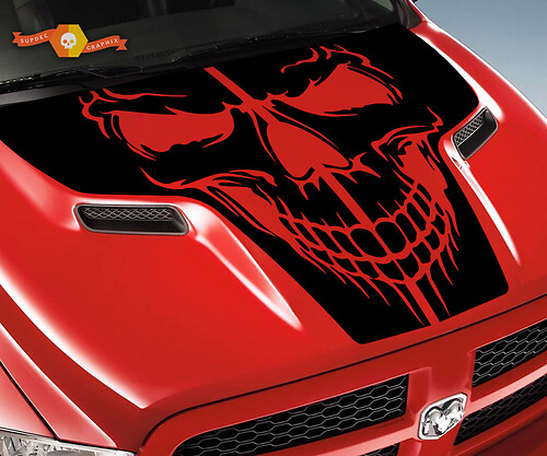 Dodge 2010–2018 Ram Rebel Hood Skull Logo Truck Vinyl Aufkleber Aufkleber Grafik Pick Up Pickup Ram 1500 2500 Rebel
