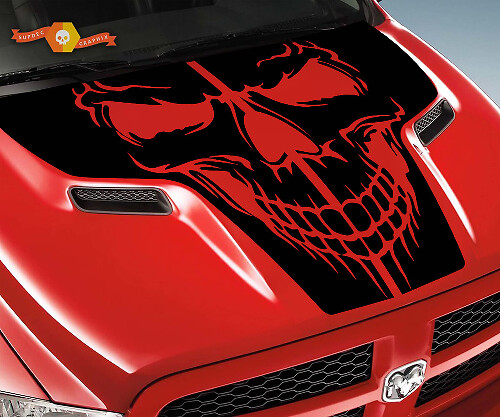 Schädel-Hauben-Vinylaufkleber für Dodge Ram 1500 2500 Rebel