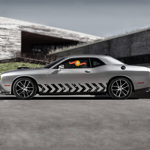 Dodge Challenger Lines Distressed Race Side Grunge Splash Vinyl Grunge Aufkleber Aufkleber Grafik
