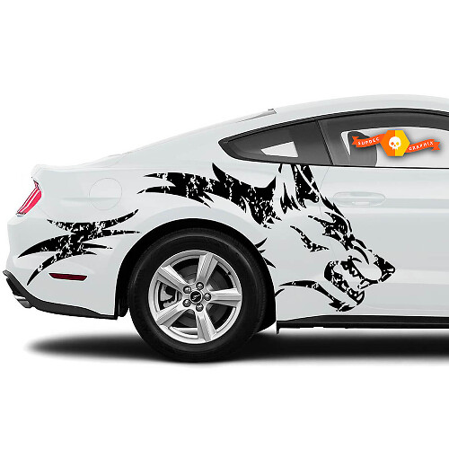 Abgenutzter Wolf-Grafik-Aufkleber für hinteres Seitenfenster, Vinyl-Decal für Musclecar Musclecarmodel