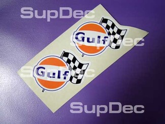 Paar Gulf Racing Aufkleber mit Flagge