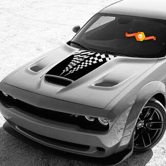 Race Checkered Flag Passend für Challenger Bulge Motorhaubenaufkleber 2015–2019 Wide Body 392 GT Car Sport Vehicle Vinyl Graphic
