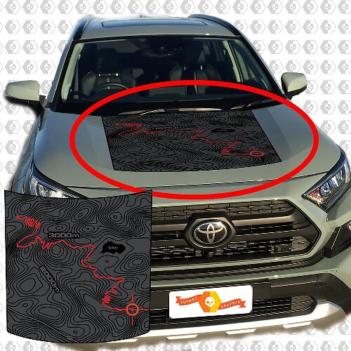 Topografische Karte Hauben-Abdeckung Vinyl-Aufkleber für Toyota RAV4 2019
