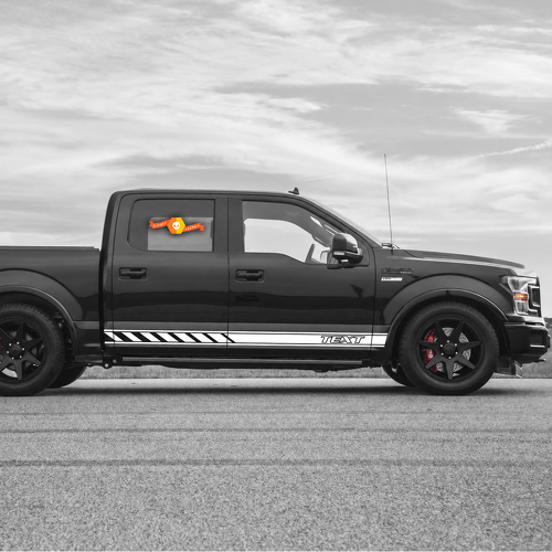 TEXT Umriss Dreifachstreifen Paar Seitenschweller Vinyl-Aufkleber Sticker für Ford F-150 2009-2020