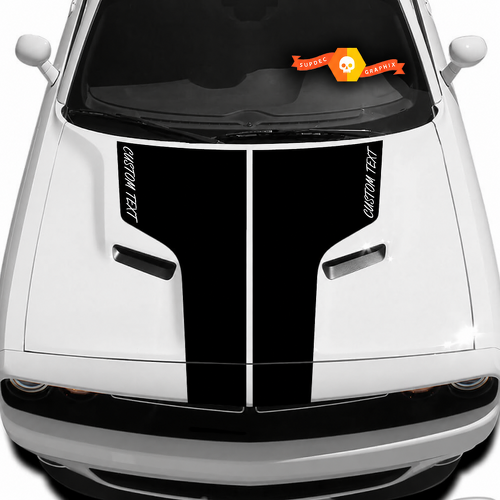 CUSTOM TEXT Script T Blackout Motorhauben Vinylaufkleber für Dodge Challenger 2009-2014